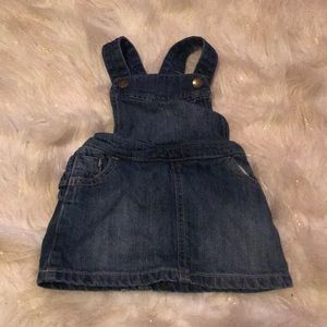 overall dress w adorable ruffles on tush area.